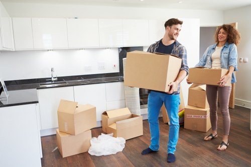 Organised boxes and furniture prepared for storage in Dulwich